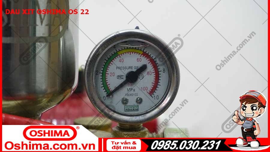 Đồng hồ đo áp đầu xịt Oshima OS 22 đỏ