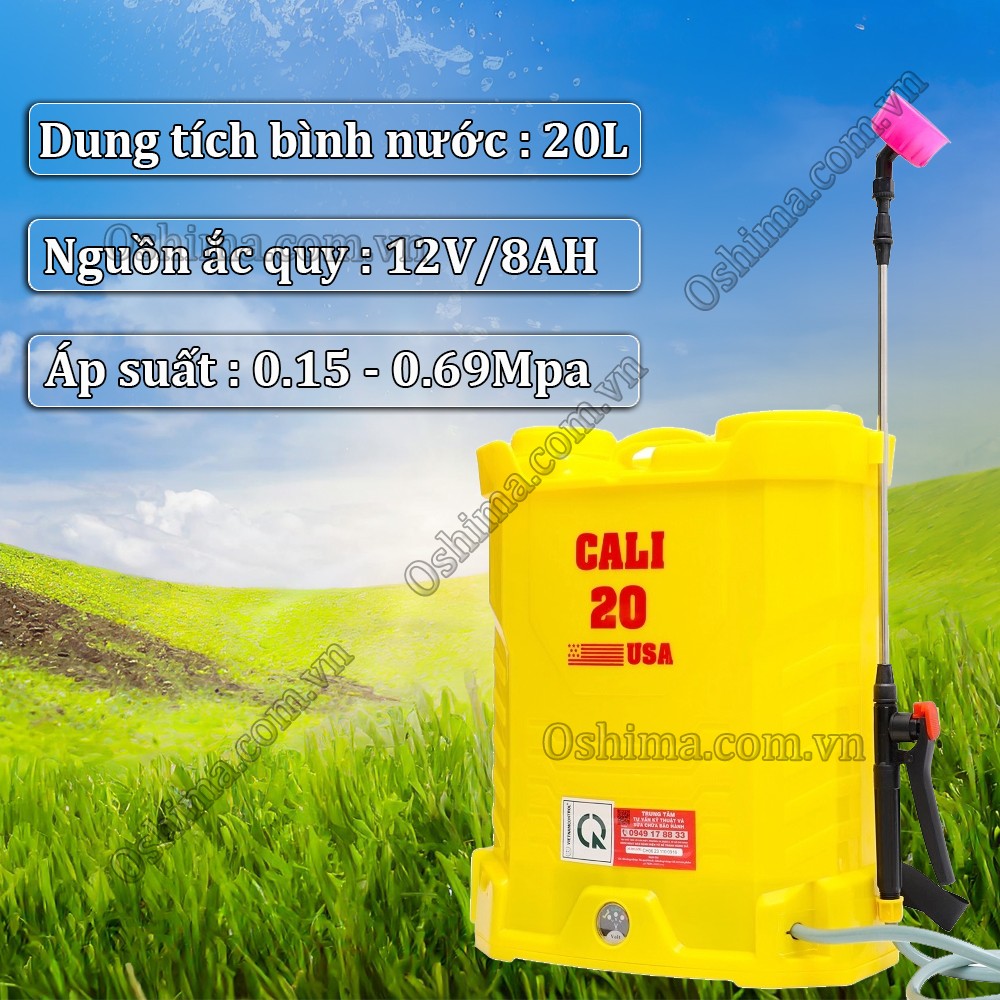 Thông số bình xịt điện phun thuốc trừ sâu Cali 20l