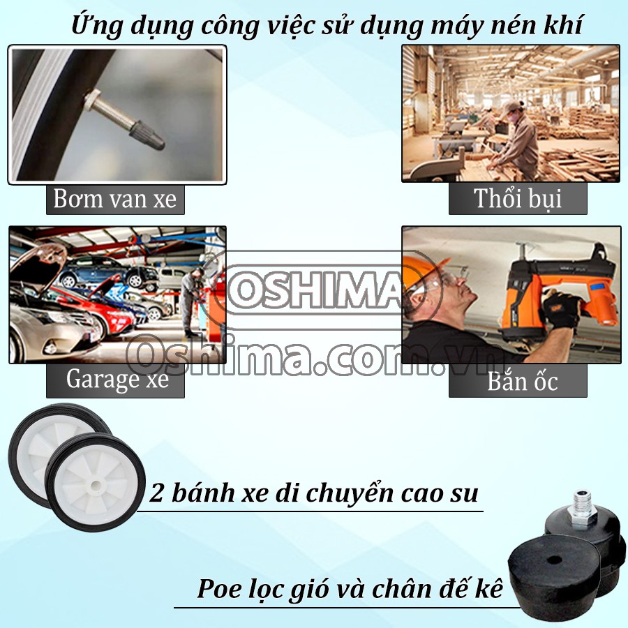 Ứng dụng máy nén khí 30l có dầu oshima trong cuộc sống