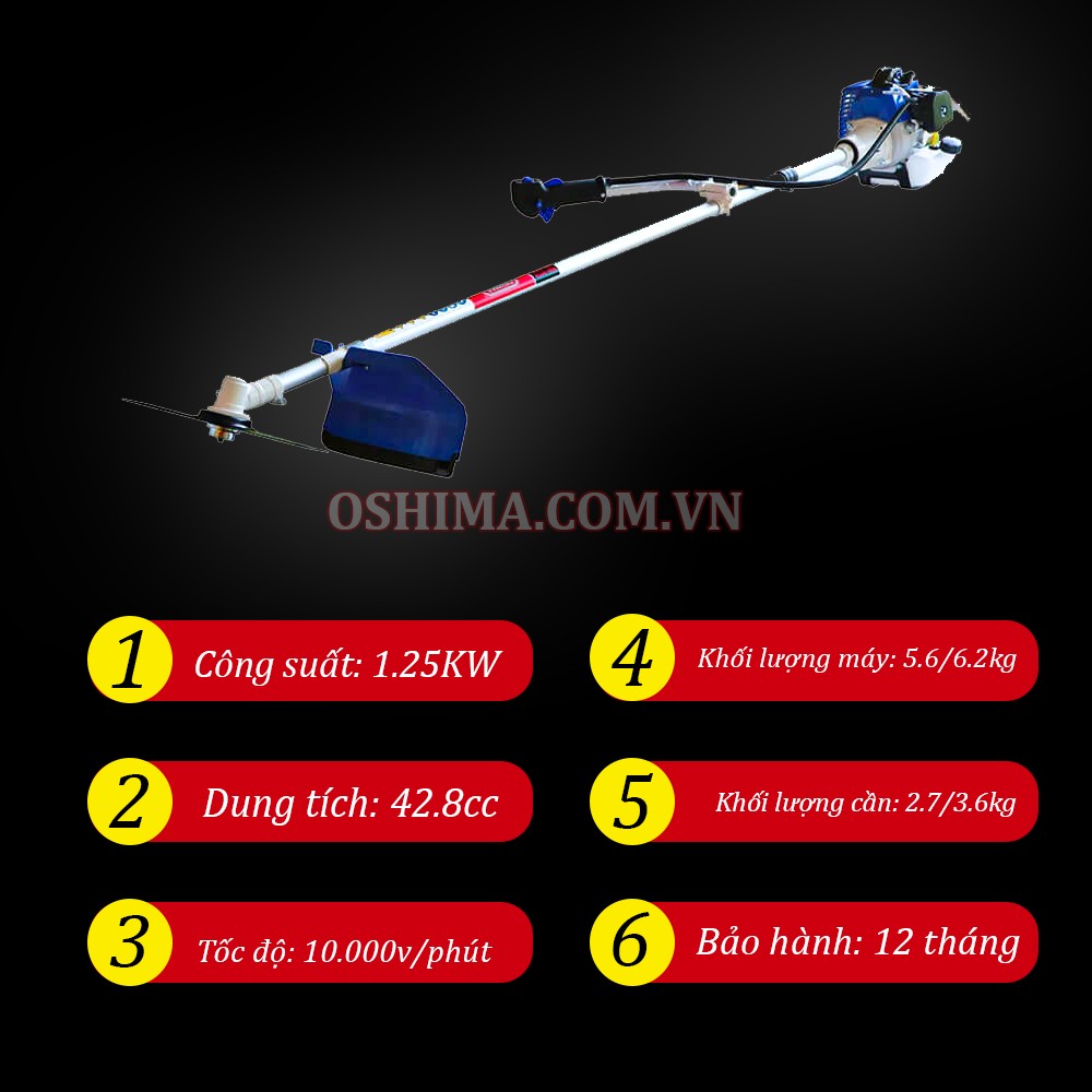 Thông số của máy cắt cỏ OSHIMA XD 430 cần xoay