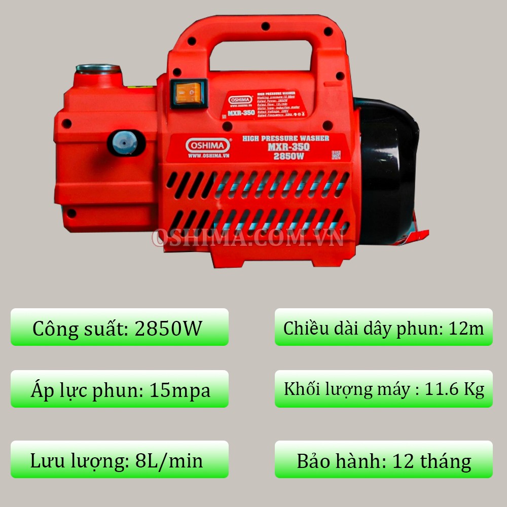 Thông số của máy xịt rửa Oshima MXR 350 